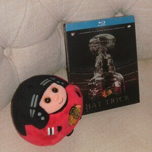 Sealed 2015 Chicago Blackhawks NHL Hat Trick Blu-ray Disc & 2013 Ty Beanie Plush